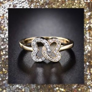 LAST 1 🆕 2 Hearts 18k Yellow Gold Filled Ring